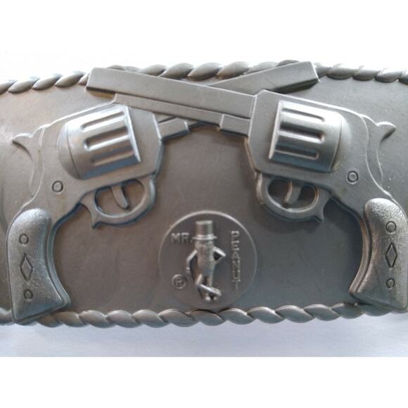 Mr Peanut Hard Plastic Belt Buckle Cowboy Embossed Western Planters Peanuts 1960 - Picture 1 of 7